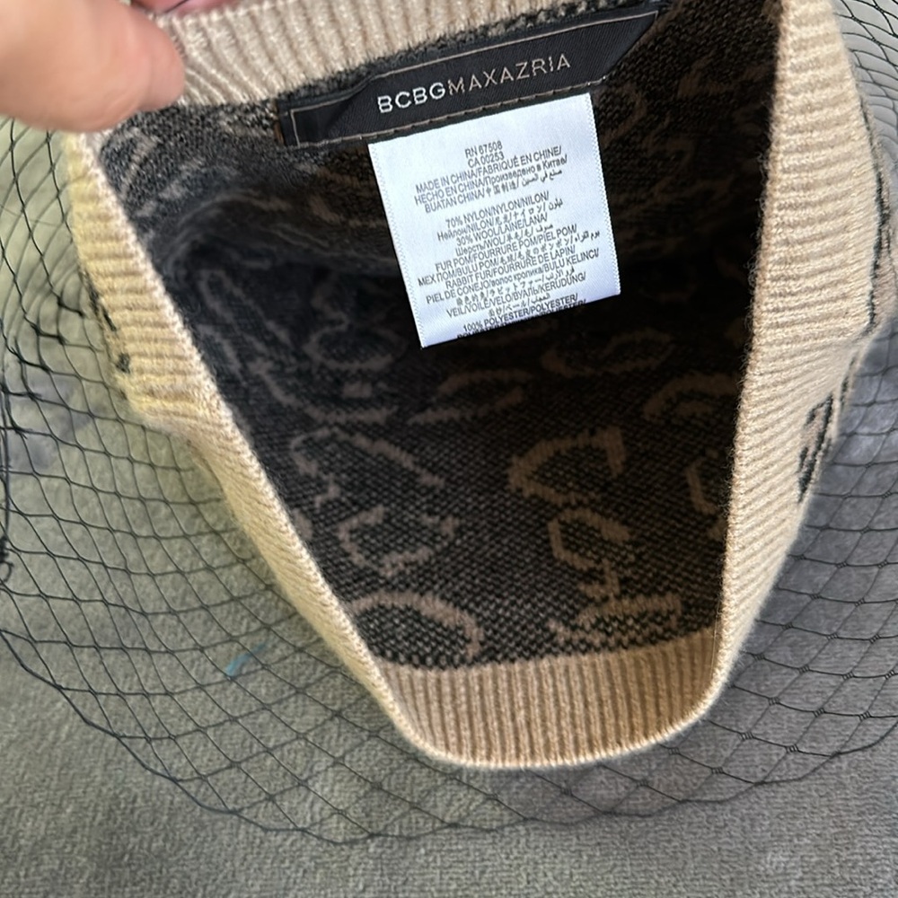 Bcbgmaxazria Leopard Print Beanie With Mesh Detail - image 5